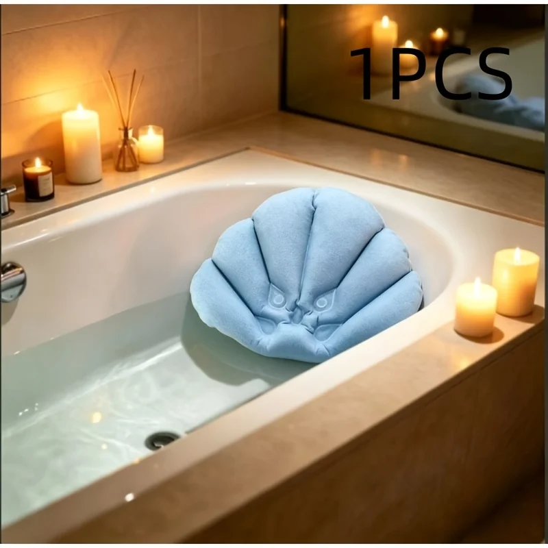 1pc Inflatable Bathtub Mat, Non-Slip Bathtub Pad,Soft Comfortable Towel Bath Mat, Head Spa Cushion,Bathtub Mat with Suction Cups
