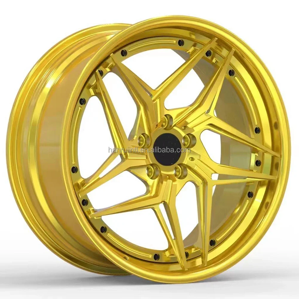 5X1143 wheels 19 20inch forged 2 piece alloy car rims golden color