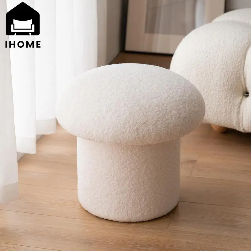 

IHOME 2024 Nordic Fabric Home Shoe Changing Stool Designer Round Stool Cute Sofa Small Round Pier Shoe Dressing Stool Makeup New