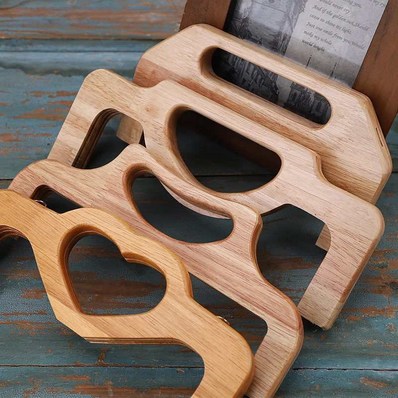 New Trendy 1 Set  Nature Wood Handle Wholesale Handbag And Purse Frame Wooden Obag Hanger Accessories Diy Handmade Parts Factory