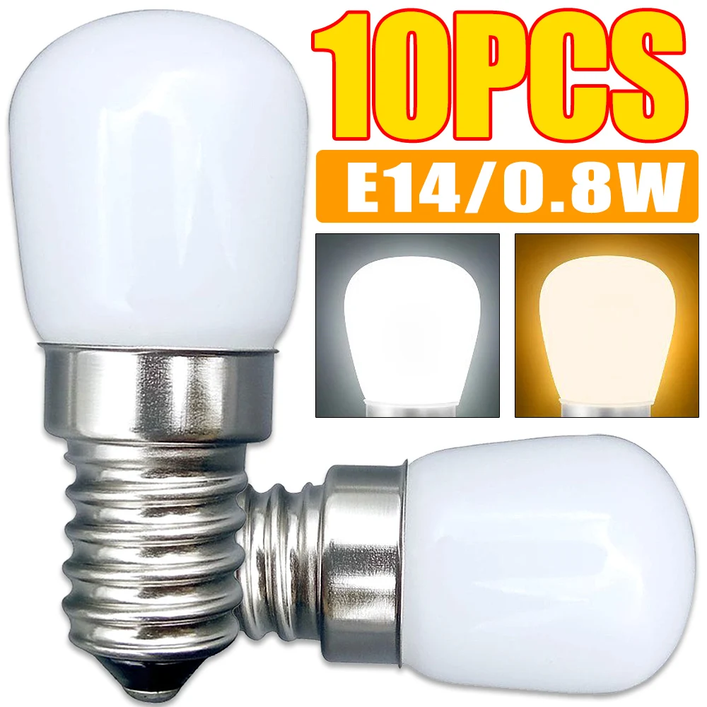 Bombilla LED E14 de 220V, 0,8 W, Mini lámpara de reemplazo para el hogar, cocina, refrigerador, vitrina, luces, máquina de coser, Color blanco cálido