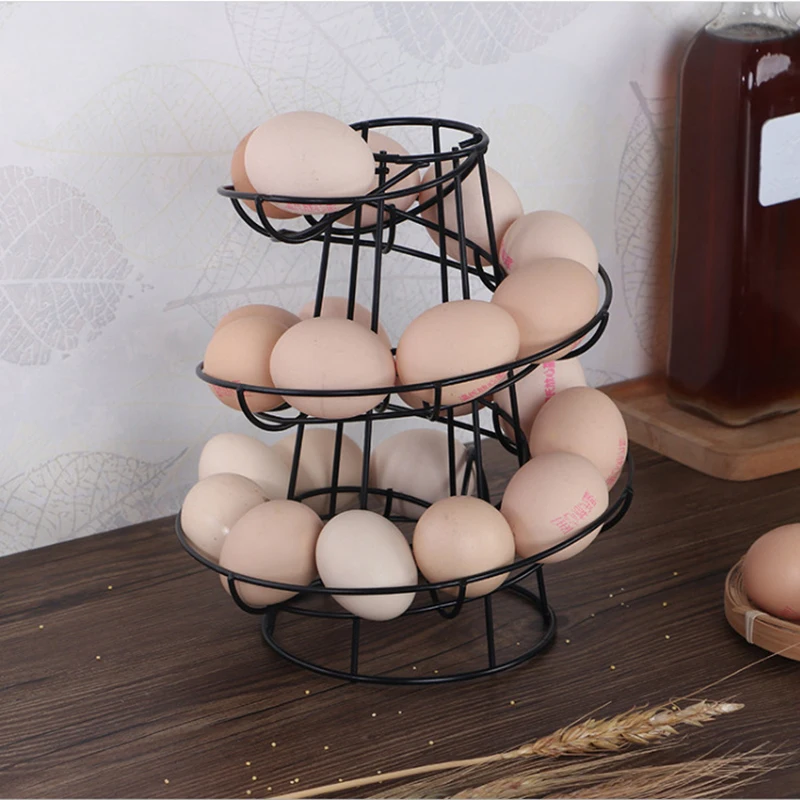 Egg Holder Stand Kitchen Spiral Dispenser  Rack Basket Storage Space Up Capacity  Box   Case Container 18 Large