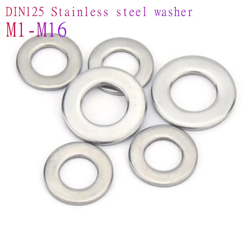 5PCS-100PCS M1 M1.2 M1.4 M1.6 M2 M2.5 M3 M4 M5 M6 M8 M10 to M16 DIN125 304 Stainless Steel Flat Washer Plain Washer Gasket Rings