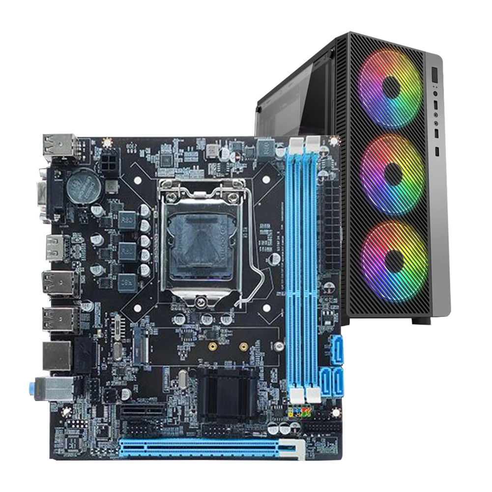 H61 placa-mãe lga1155 soquete i3/i5/i7 cpu computador mainboard 4 x sata 2.0 realtek 10/100 mbps lan integrado 2 x ddr3