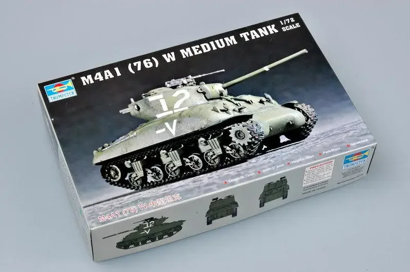 Trumpeter 1/72 Scale 07222 American M4A1 (76)W Sherman Medium Tank Static Model TH05685-SMT2