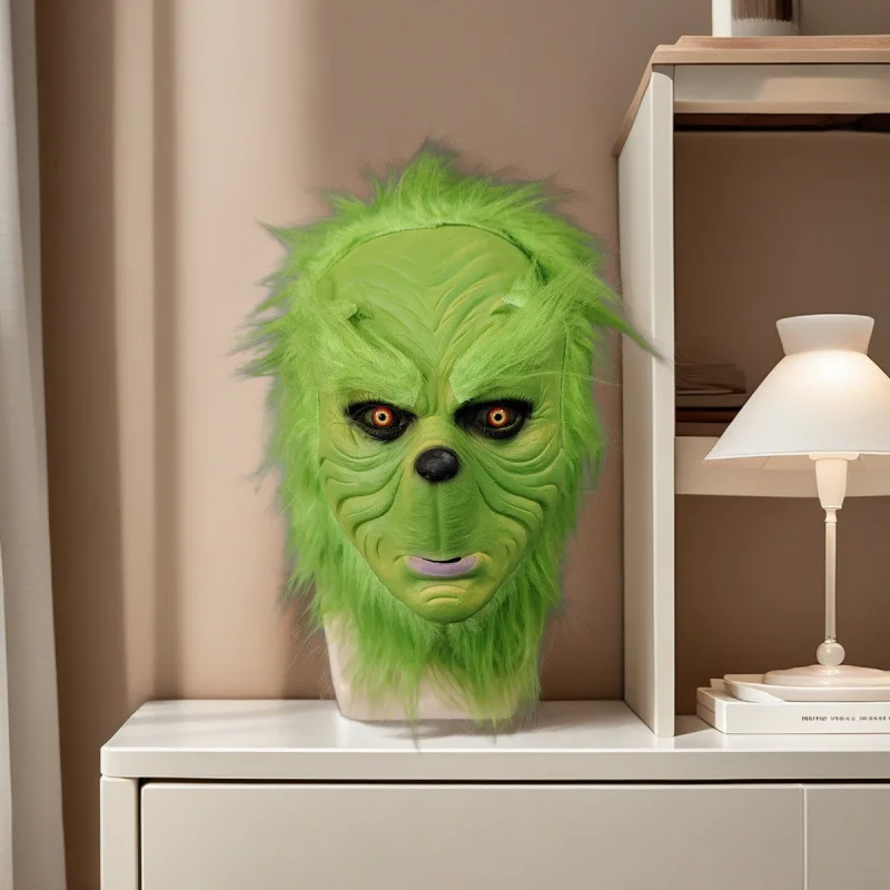 

Латексная маска зеленого монстра на Хэллоуин, забавный страшный костюм для косплея для розыгрышей и вечеринки NPC, новое поступление