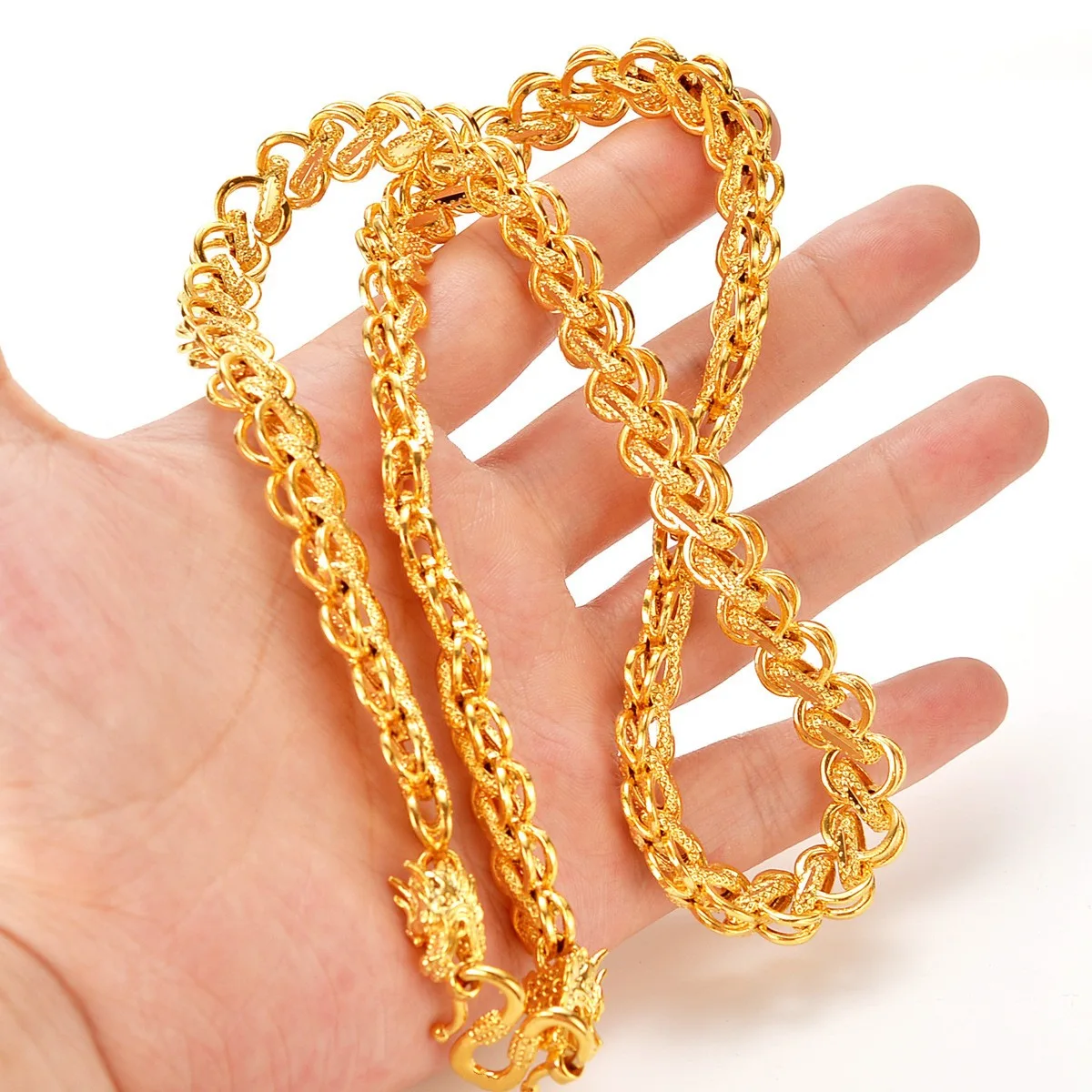 High-quality AU999 gold necklace for men, domineering keel chain, 24K pure gold, rich and thick chain, real gold boss chain