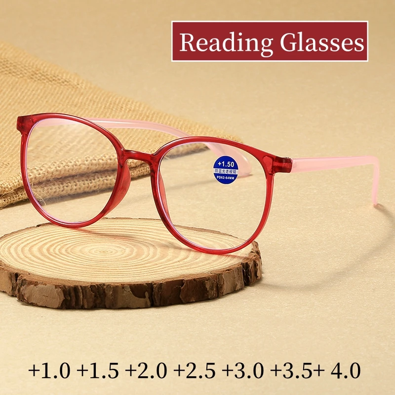

Vintage Round Frame Reading Glasses Women HD Lens Presbyopic Anti-blue Light Far-sighted Diopter Prescription Eyewear +1.0 +4.0