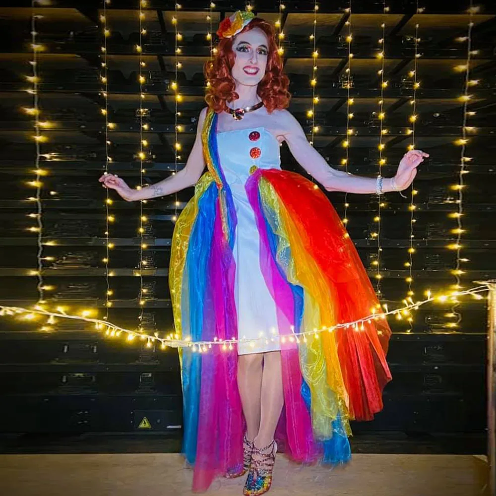 

Colorful Long Tulle Women Detachable Train Female Over Wrap Skirts Costumes Overlay Skirts For Dance Show Performance