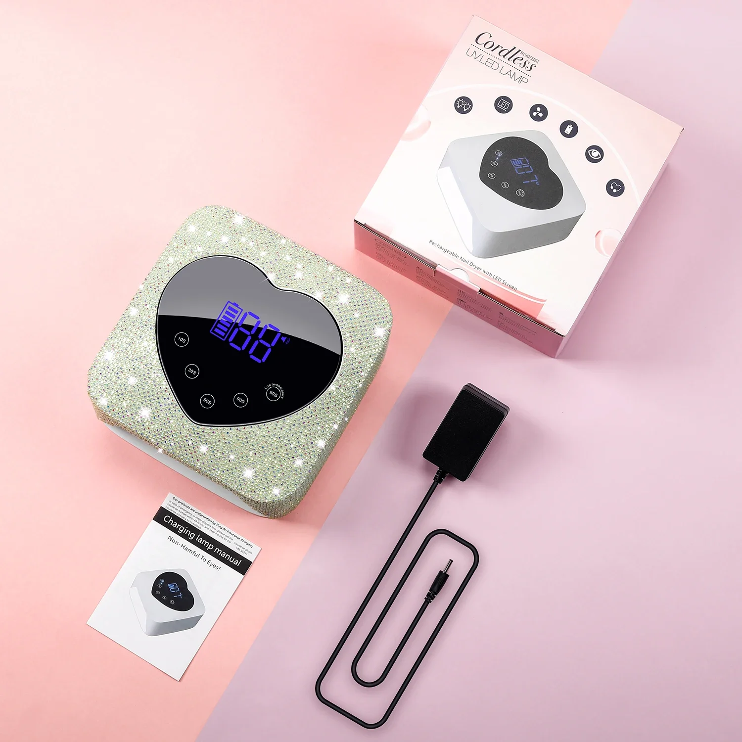 

Professional Rechargeable 72W 30LEDs UV LED Portable Cordless UV LED Nail Lamp with 5 Timer Setting and Smart Sensor Nail Dryer