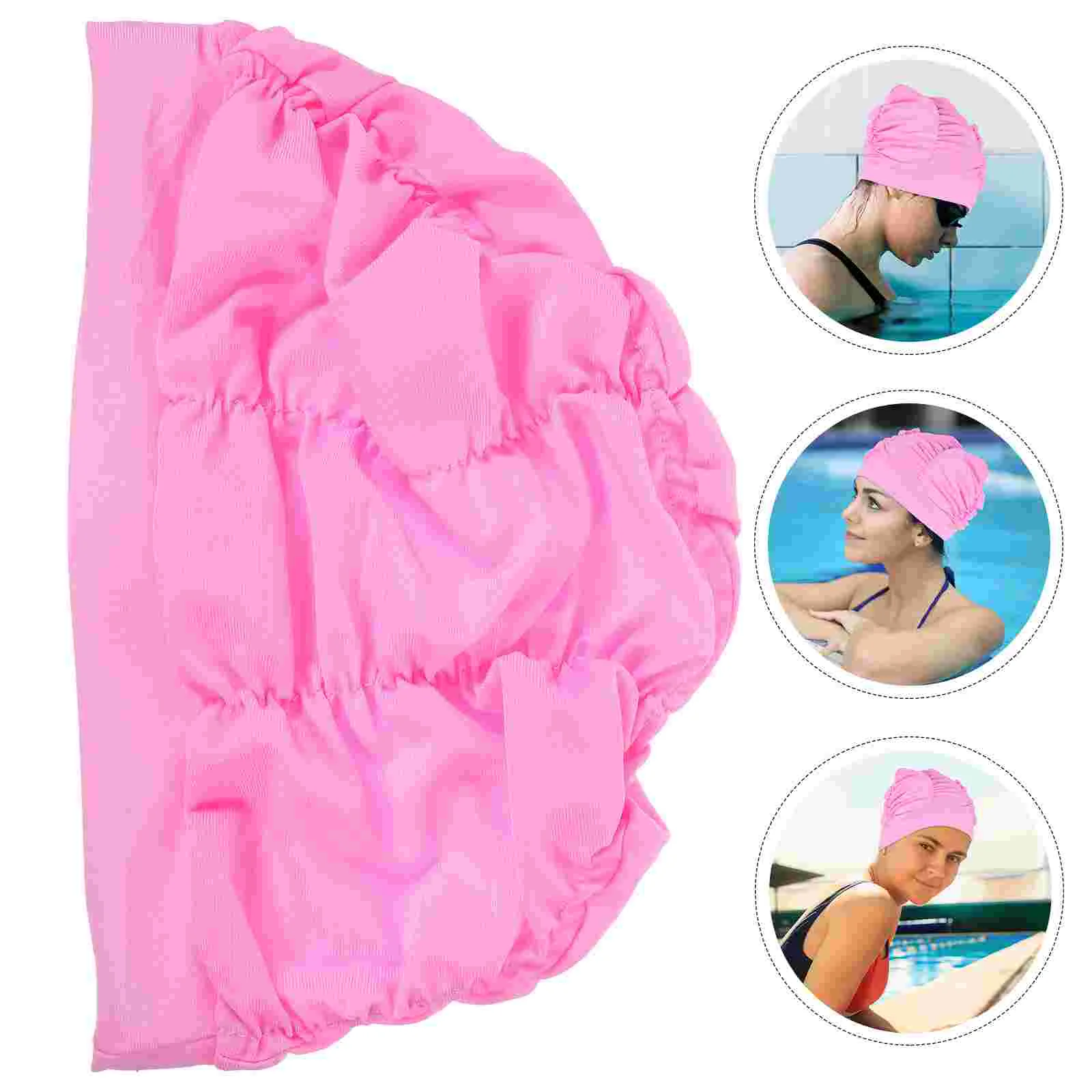 

Swimming Cap for Women Large Wear-resistant Hats Stretchy Caps Long Hair Polyester Miss