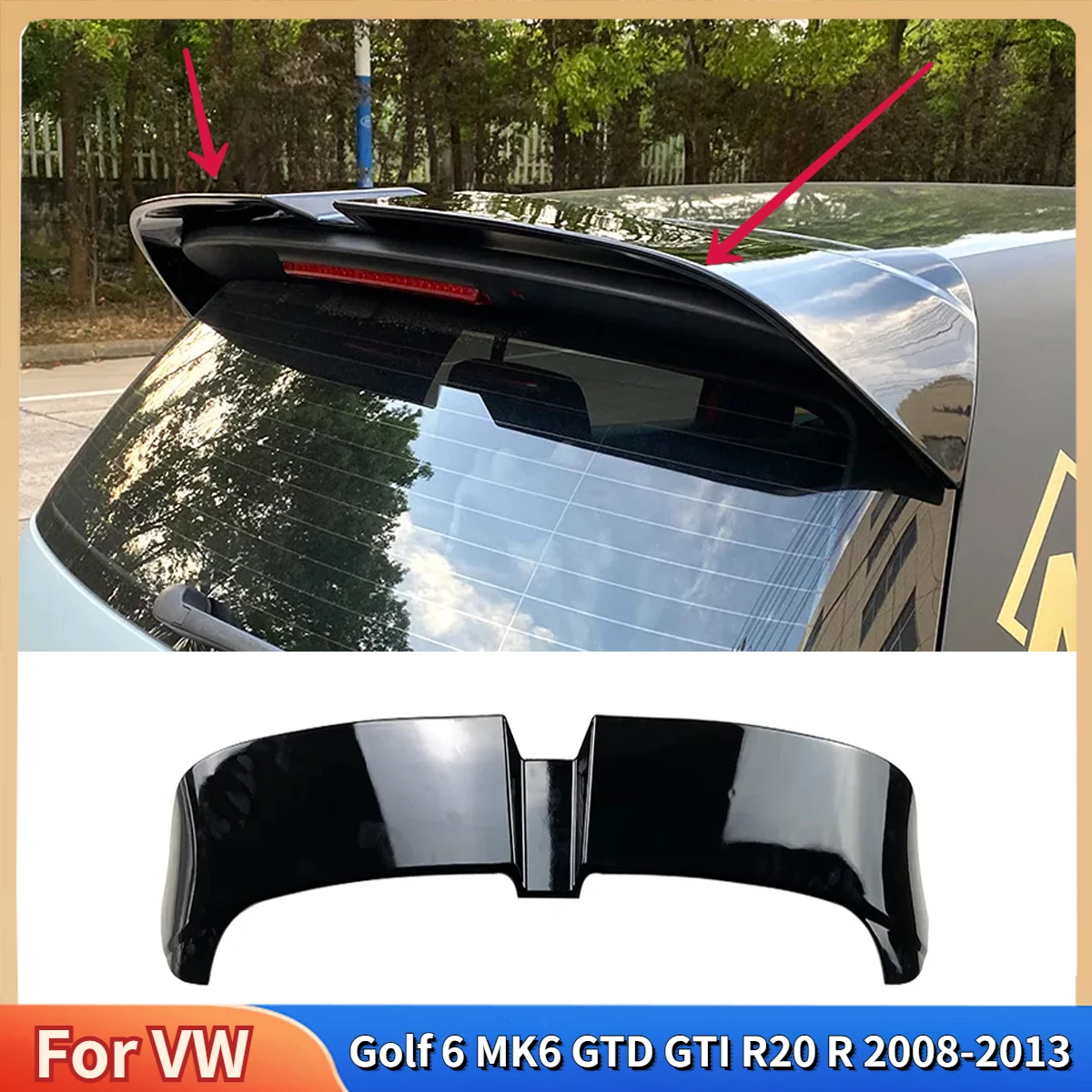 For VW Golf 6 MK6 GTD GTI R20 R 2008-2013 Oettinger Style Car Rear Trunk Roof Spoiler Wings Body Kits Accessories Tuning