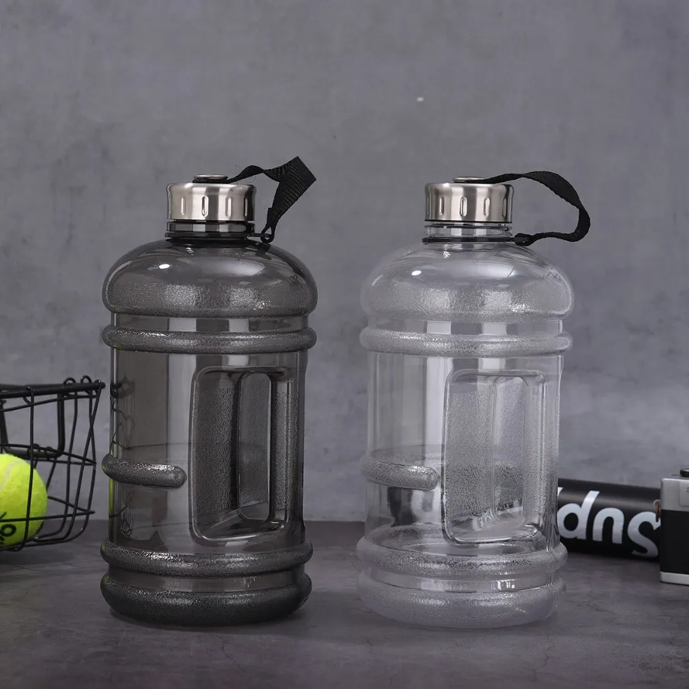 

Plastic 2 2L Portable Water Bottle with Steel Lid Shatterproof Large Capacity for Outdoor Sports Camping Hiking Gym Use