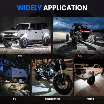 Honalia 4/6/8/12 燈 LED 岩石燈,純白光 6000K,帶開關,適用於越野卡車、SUV、4x4、ATV、船等車輛的底盤氛圍燈。 10 最佳銷售 汽車底盤燈 - №9