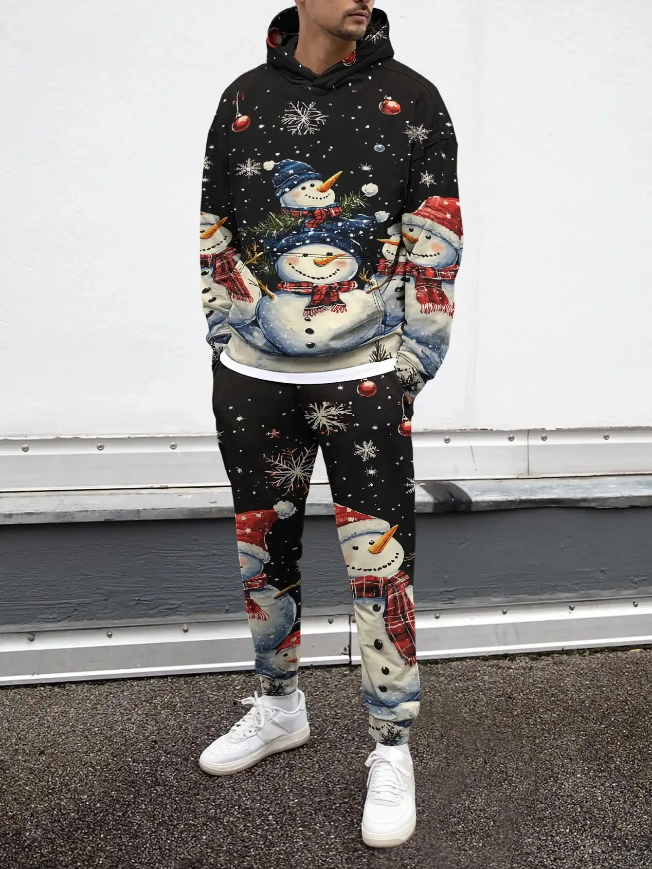 Ensemble de sweat à capuche de noël imprimé 3D pour hommes, automne hiver, fête de Festival, manches longues, ensemble deux pièces, ample, décontracté, confortable, survêtements