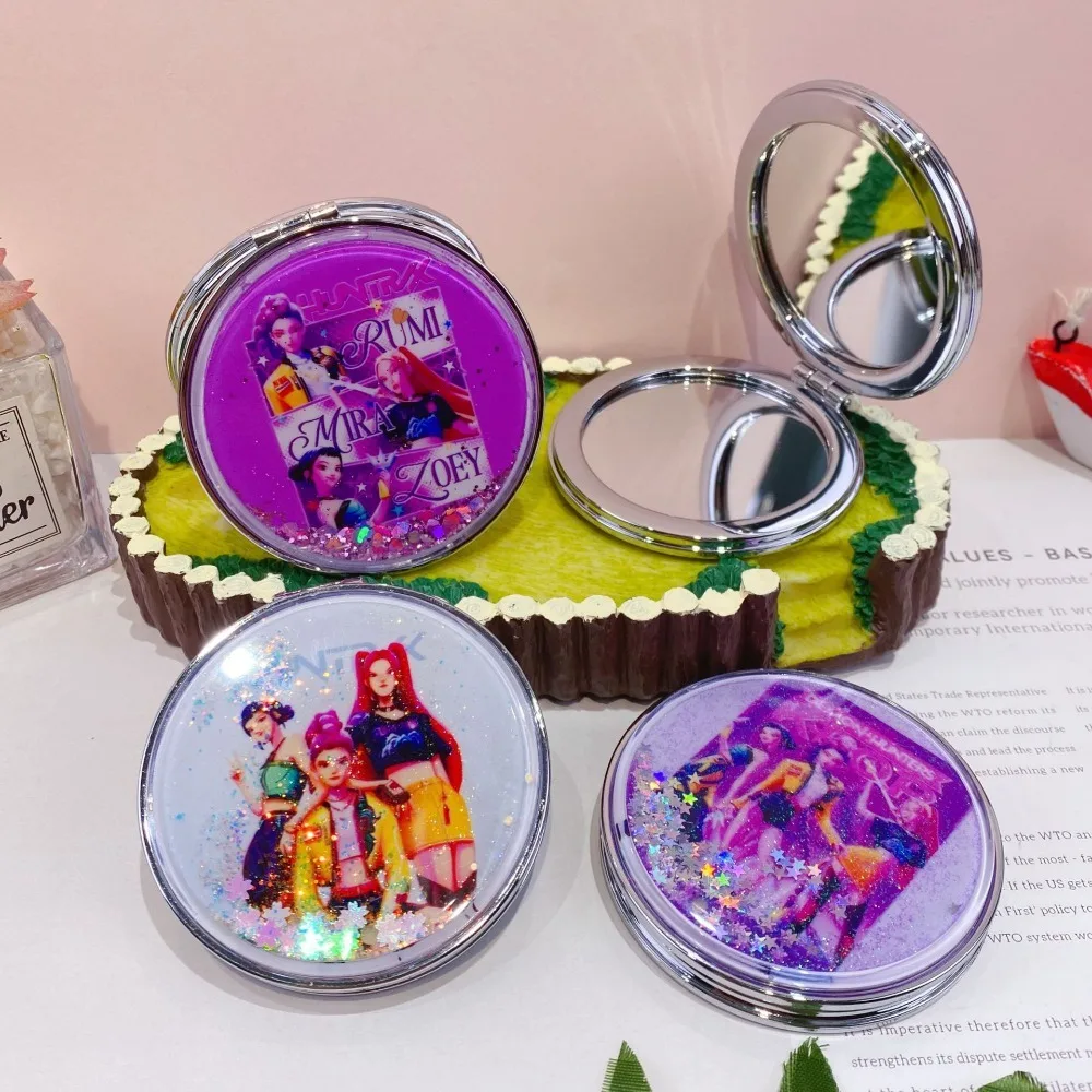 1PC Kpop Demon Hunters Opvouwbare make-upspiegel Draagbare dubbelzijdige spiegel Studentenslaapzaal Desktop Klein cadeau