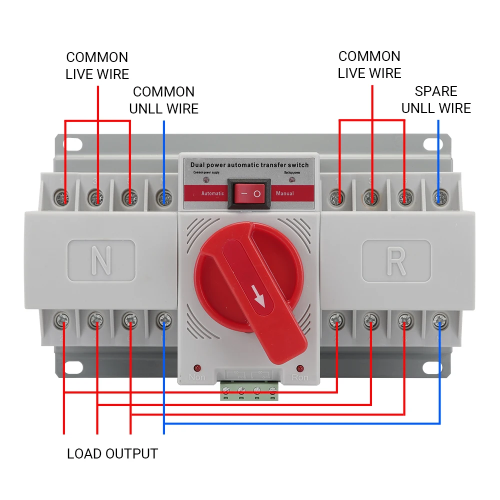 Dual Power Automatische Transfer Switch Dual Power Ats (Cb) 2P/4P 63a Ac 230V 50/60Hz Mcb Auto/Handgeschakelde Schakelaars