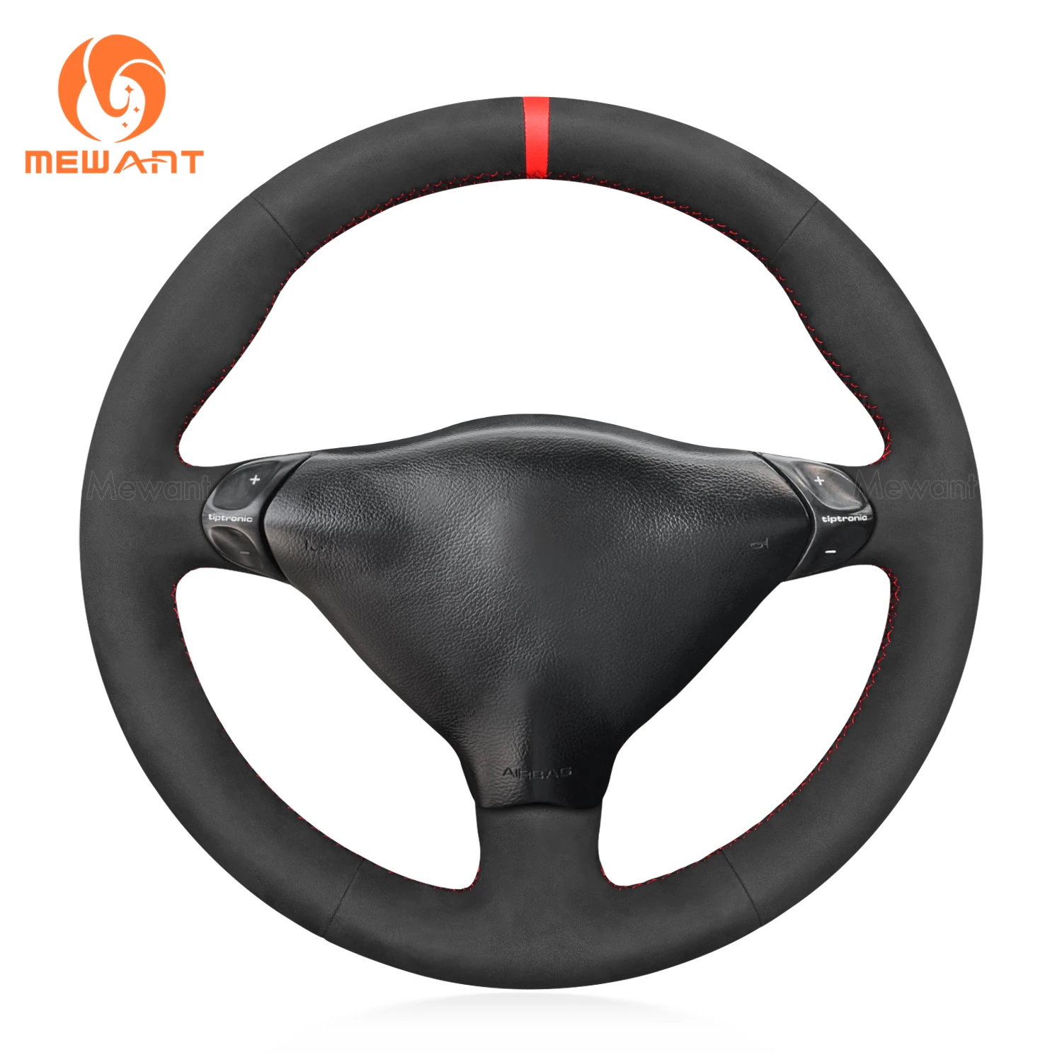 

MEWANT Black suede Leather Car Steering Wheel Cover for Porsche 911 Turbo 996 1997-2004