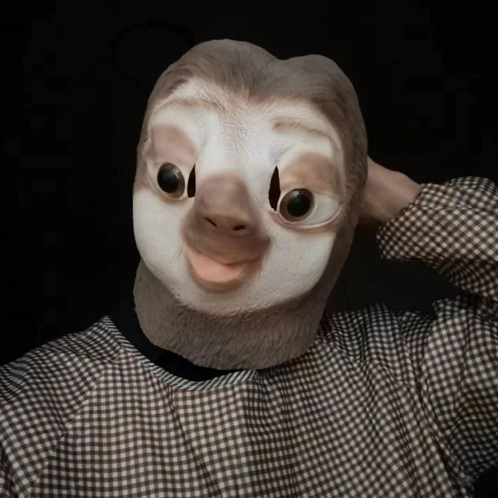 Sloth Mask Animal Carnival Party Cosplay Headgear Halloween Animal Dressed Up Cartoon Movie Character Masks Latex Headgear Flash