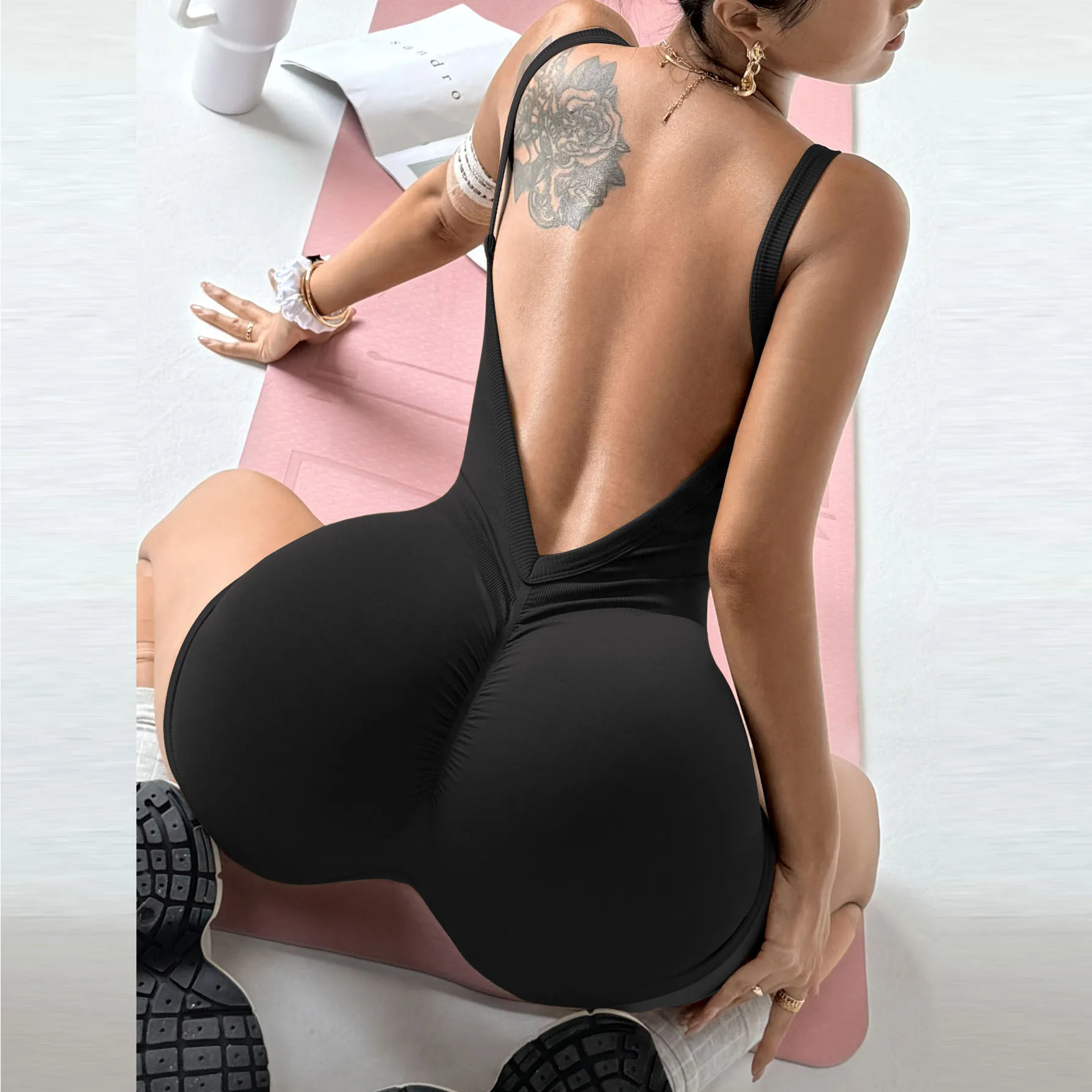 

Women Sports GYM Backless Shorts Rompers Playsuits One Piece Yoga Pants Workout Fitness Gym Training Leggins Tights Suits