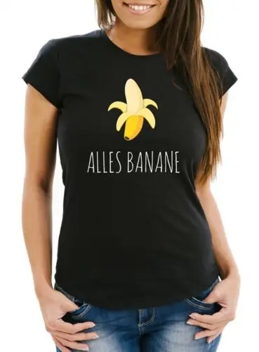 Damen T-Shirt Banana Alles Banane Motiv Slim Fit Moonworks®