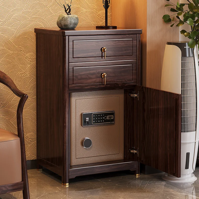 Solid wood bedside table, safe, integrated household small locker, intelligent hidden safe with fingerprint and password