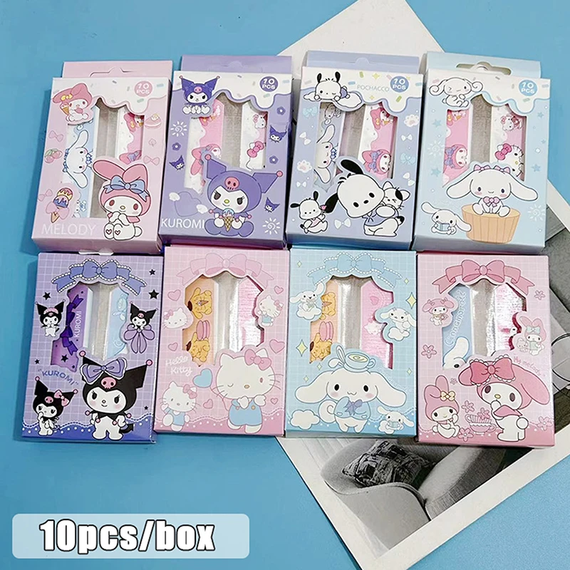 

10pcs Sanrio Cartoon Band Aid Waterproof Breathable Hemostasis Adhesive Bandages First Care Cuts Scratches Band-Aids For Kids