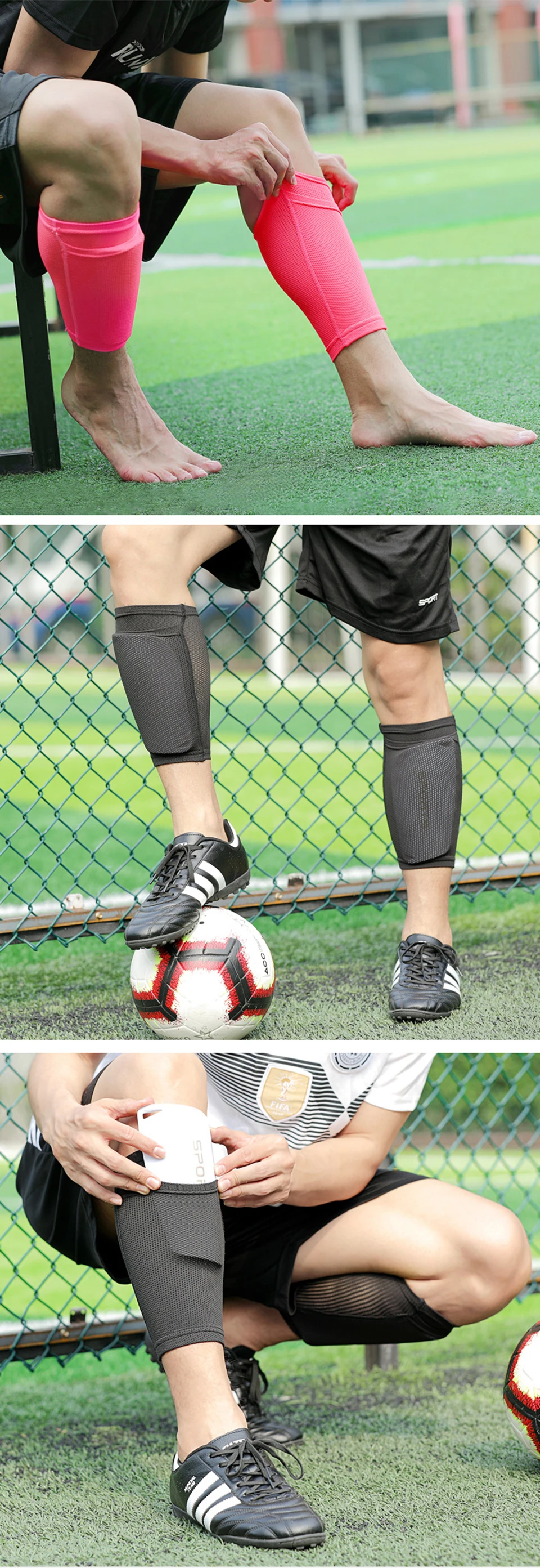 Loogdeel Neue Fußball-Schienbeinschoner – Schienbeinschoner für Fußball, Kinder, Jugendliche und Erwachsene, schützende Schienbeinschoner mit Ärmeln, Kissenschutz – Detail 25