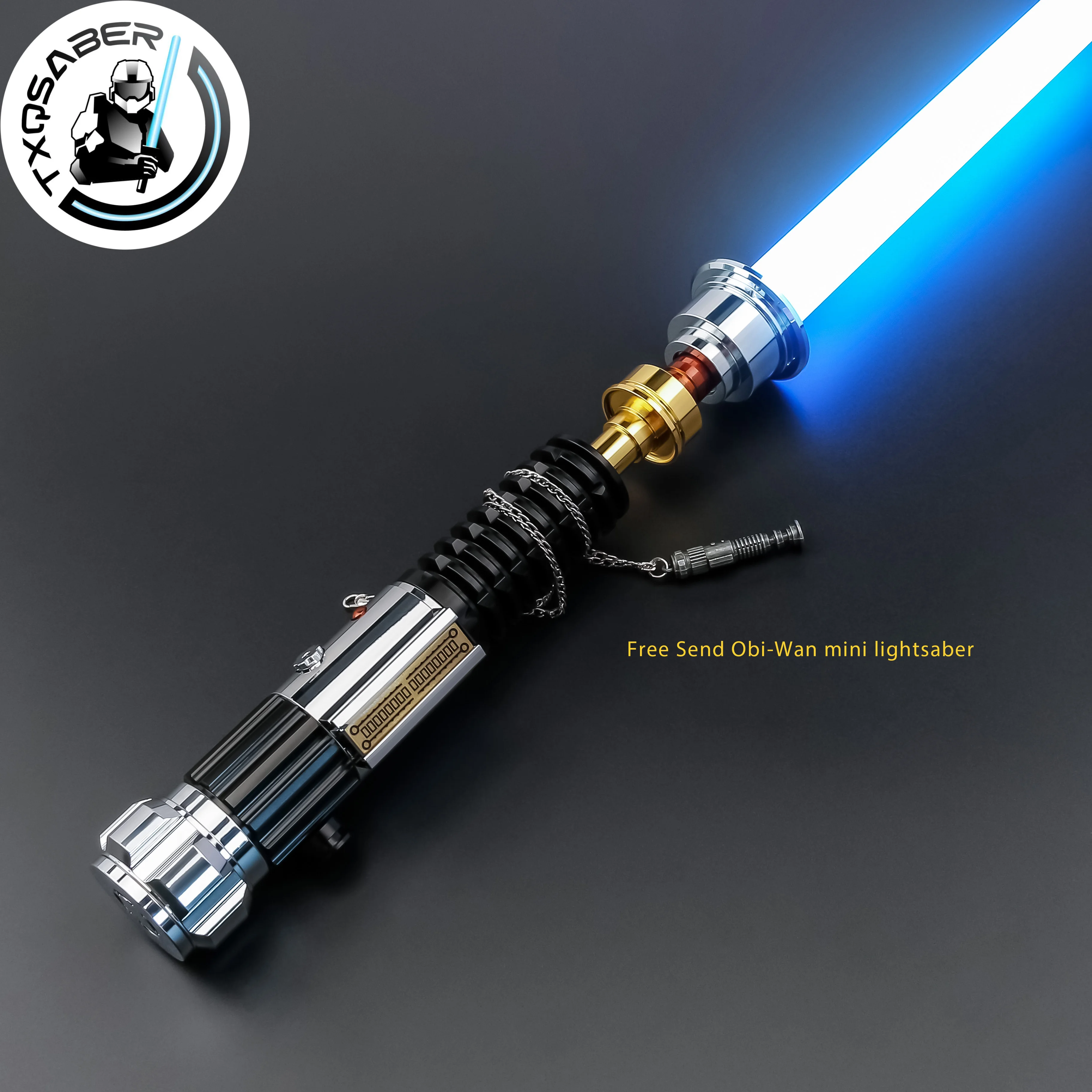 TXQSABER Lightsaber Obi-Wan EP3 Laser Sword Smooth Swing Blaster FOC 12 Colors Changing Metal Hilt Heavy Dueling Light Sword