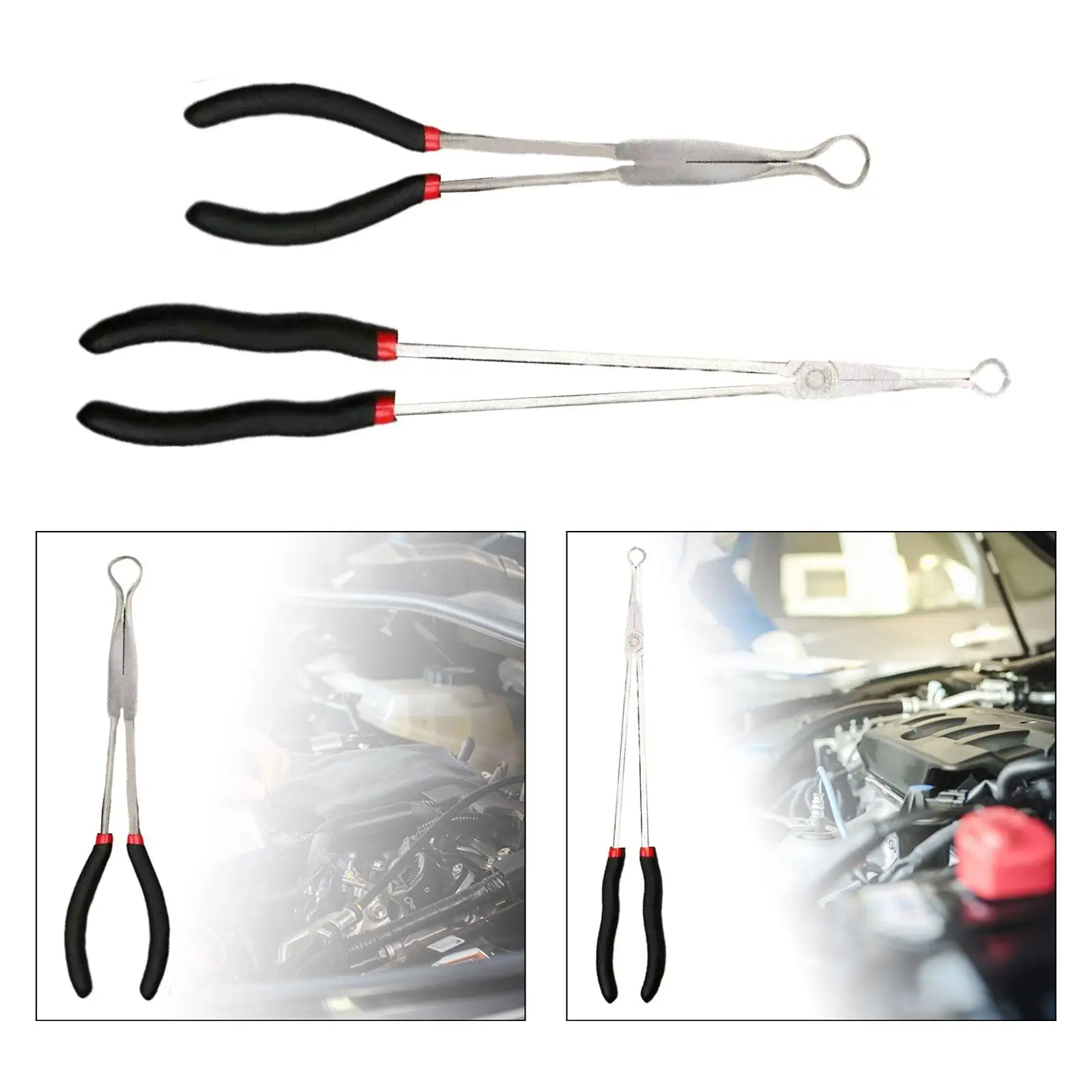 Long Reach Tool Pliers Spark Plug Removal Pliers Anti Slip Handle Hose Grip Pliers for Mechanics Technicians Contractors Work