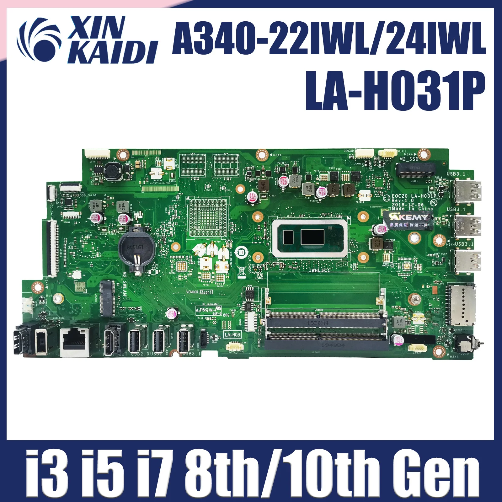 

A340-24IWL Mainboard For Lenovo AIO A340-22IWL LA-H031P 5B20U54062 5B20U53942 i3 i5 i7 8/10th All-in-one Motherboard