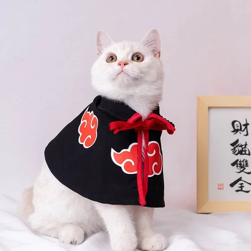 Naruto divertido perro mascota gato capa Cosplay ropa Anime Halloween gato disfraz Navidad lindo fiesta Festival mascota Kitty capa ropa