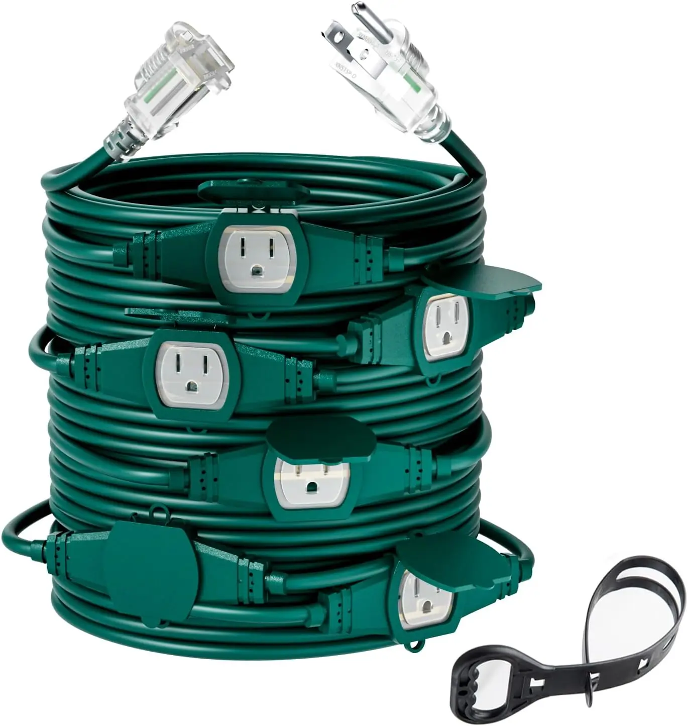 50FT 14 Gauge Outdoor Power Extension Cord,Seven Outlet Cable.   Multiple Evenly-Spaced Plug Landscaping Light,Cord Splitter