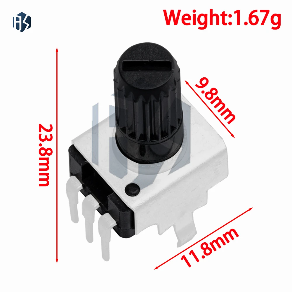 RV09 Vertical 12.5mm Shaft Rotary Potentiometer with 1K/2K/5K/10K/20K/50K/100K Adjustable Resistor, 0932 Model 3-Pin