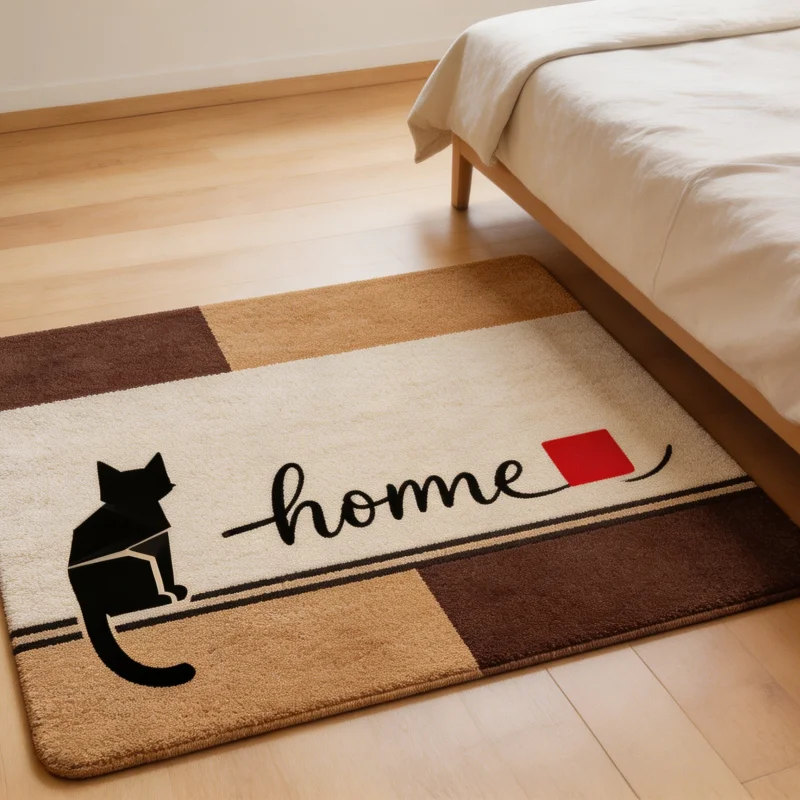 Minimalist Front Door Mat Multi-Layer Gradient Concentric Earth Color Block Geometric Pattern Modern Kitchen Bedroom Doormat