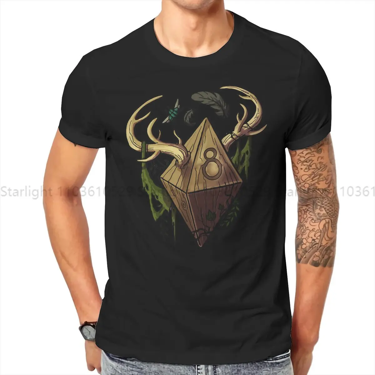 

Dice Druid TShirt For Men DnD Game Clothing Novelty T Shirt Comfortable