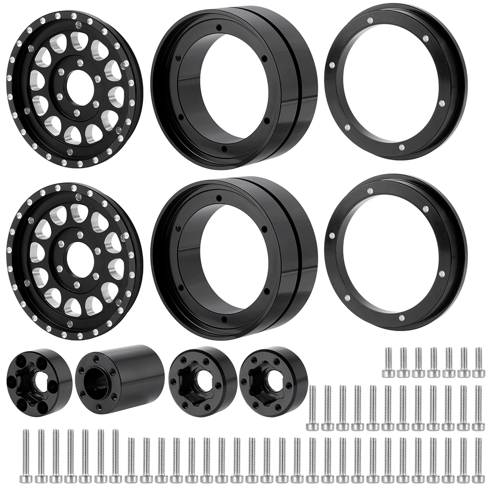 AXSPEED 2Pcs 1.9" Beadlock Wheels Rim Double Hubs for Axial SCX10 TRX4 TRX6 D90 Tamiya 1/10 RC Crawler Car Upgrade Parts