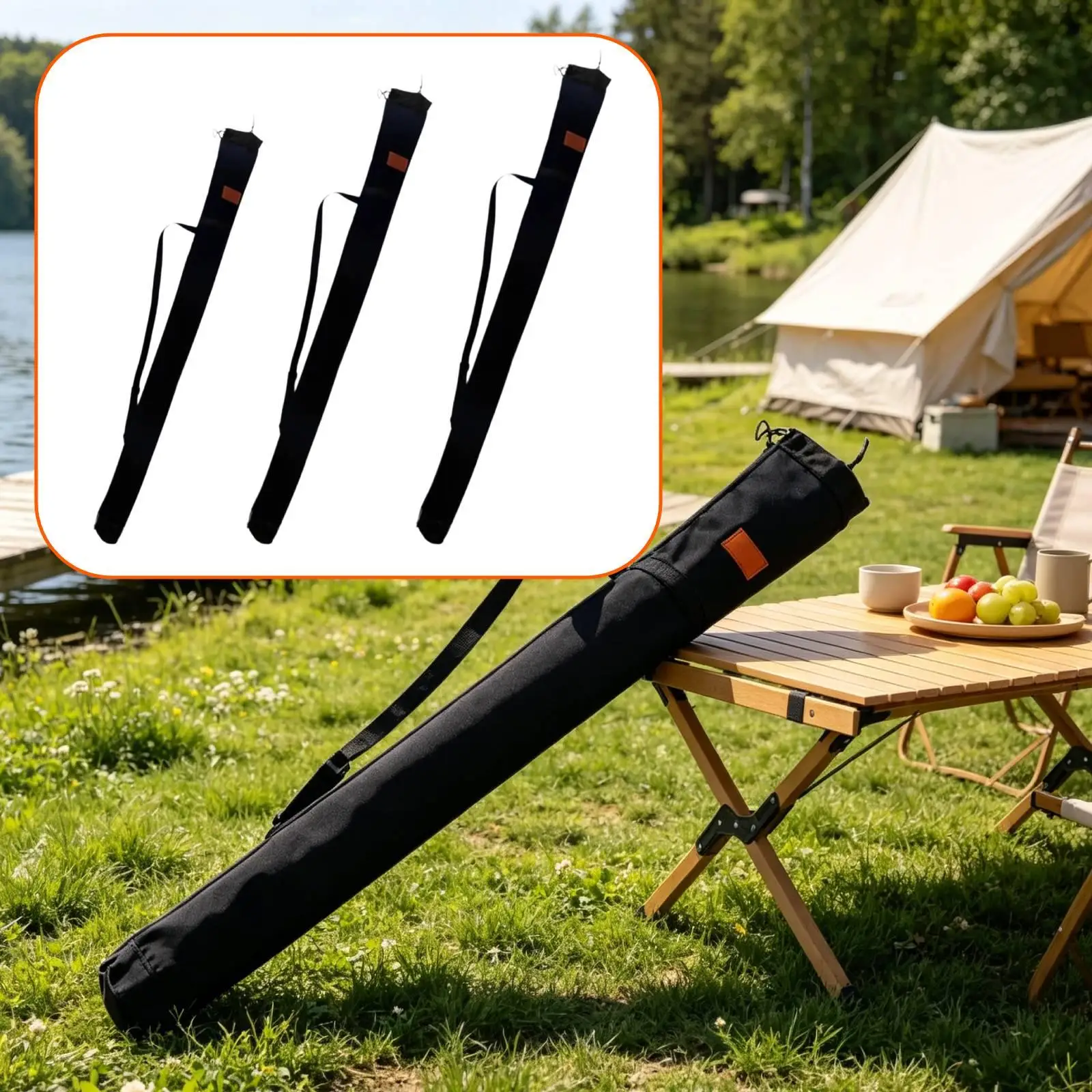 Hard Fishing Rod Case Wear Resistant Canvas Protective Bag for Carrying Fishing Gear and Accessories
