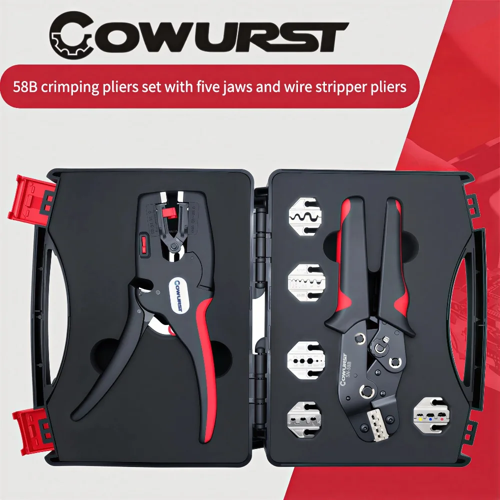 DuPont Terminal Crimping Pliers Set with Five Die Heads and Wire Stripping Pliers Tool Kit for Automotive Terminals