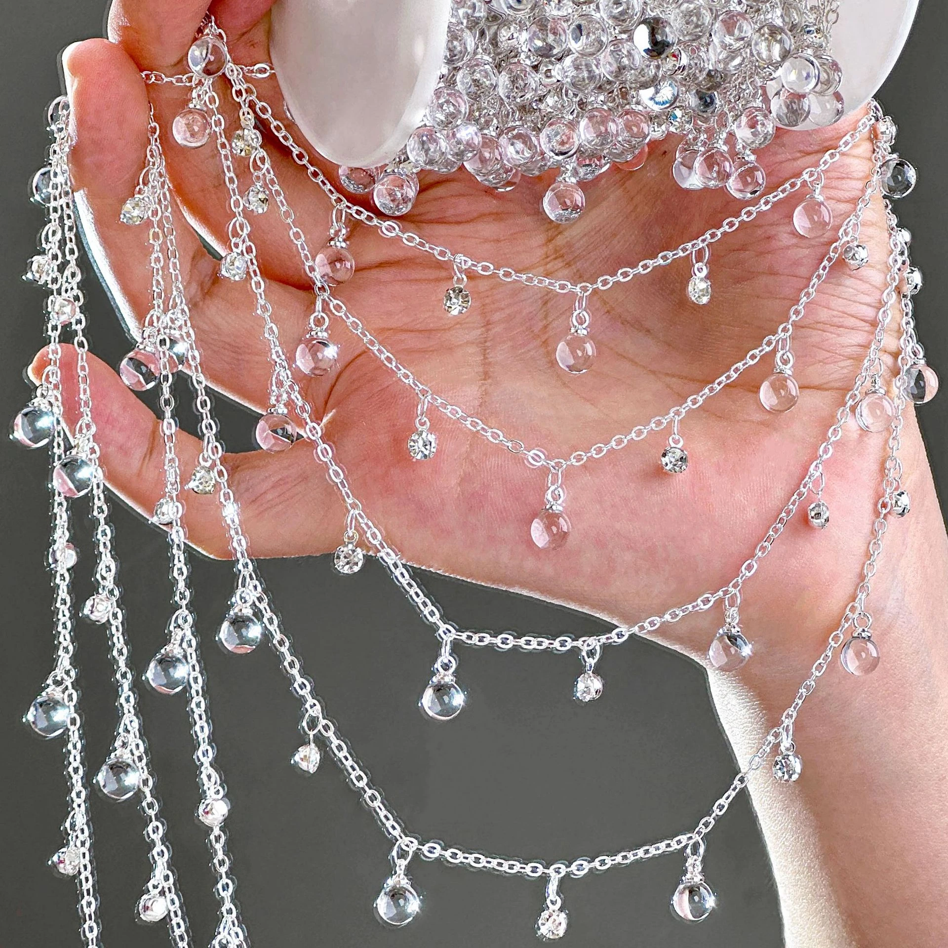 0.5/1/2Meter Round Glass Beads Charm Chains Tassel Chain DIY Necklace Bracelet Fashion Jewelry Clothing Accessories view 5