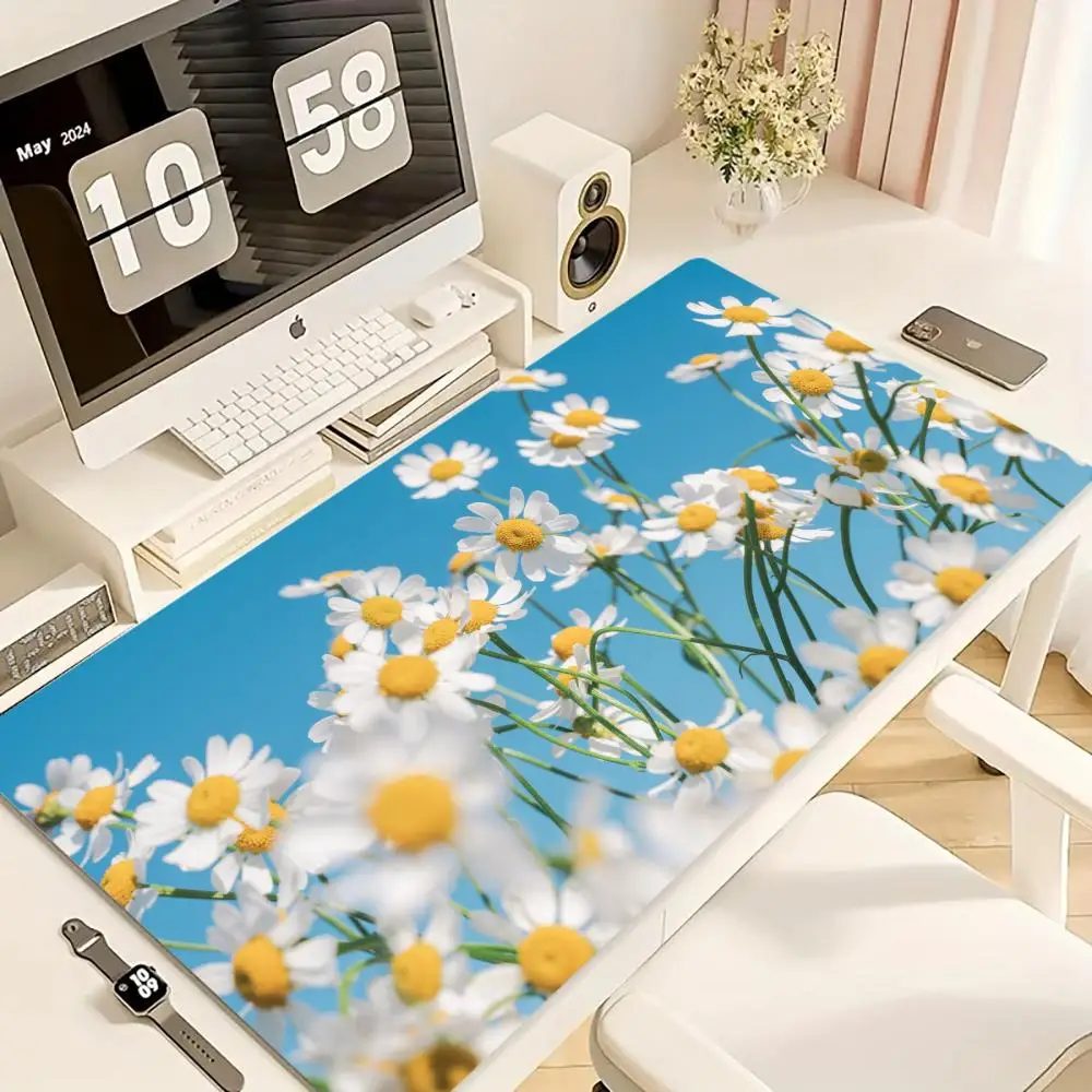 Игровой зеленый растительный цветок, эстетика, компьютерный коврик для мыши, XXL, игровой коврик из натурального каучука HD, офисный ковер, компьютерный абстрактный цветочный коврик