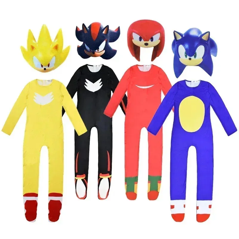 Anime Sonics Children Game Character Costumes Halloween Costume For Kids cosplay bodysuit Mask Headdress ob;8