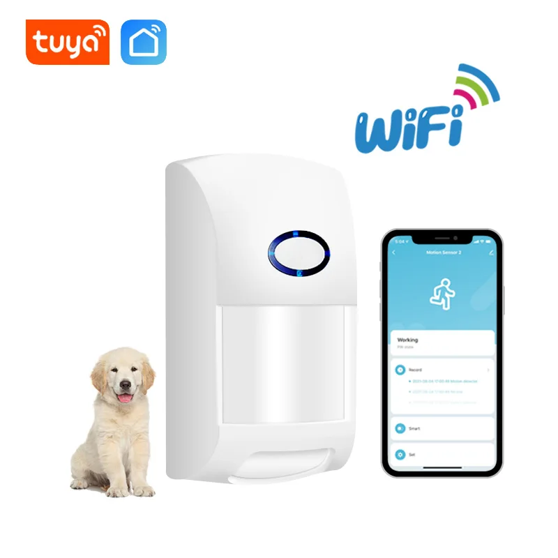 Tuya WiFi Infrared Detector PIR Motion Sensor 25kg Pet Immune Alarm Smart Life APP Push Message Compatible Alexa Google