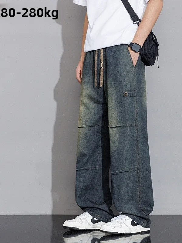 

Extra Large Size Men's Jeans Straight Leg Loose Fit Flared Casual Cotton Stretch Denim Spring Autumn Faion plus Size