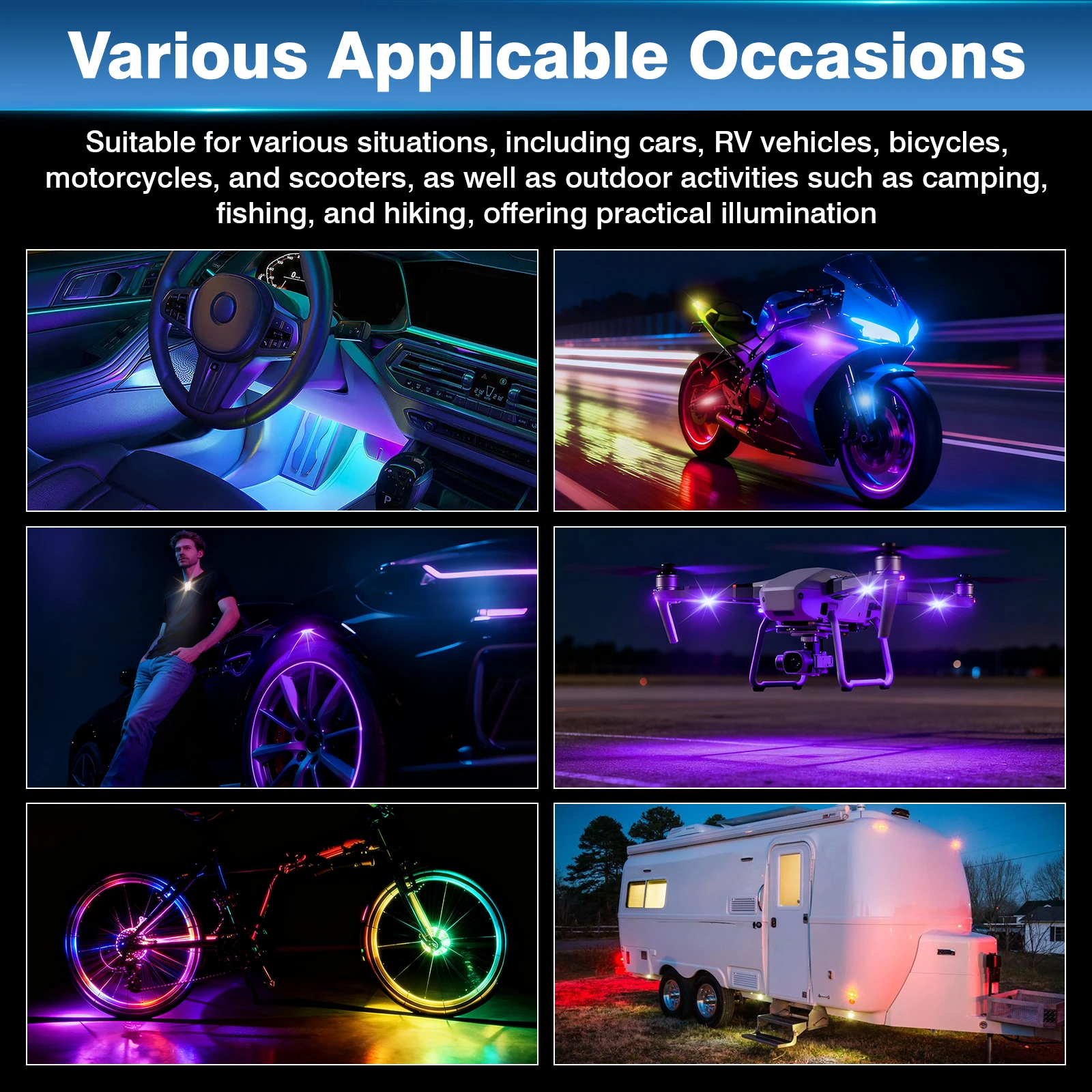 4 قطعة ضوء تحذير LED للسيارة لاسلكي 11 أضواء ستروب LED مع جهاز تحكم عن بعد متعدد الوظائف للسيارات والدراجات النارية ضوء ديكور #5