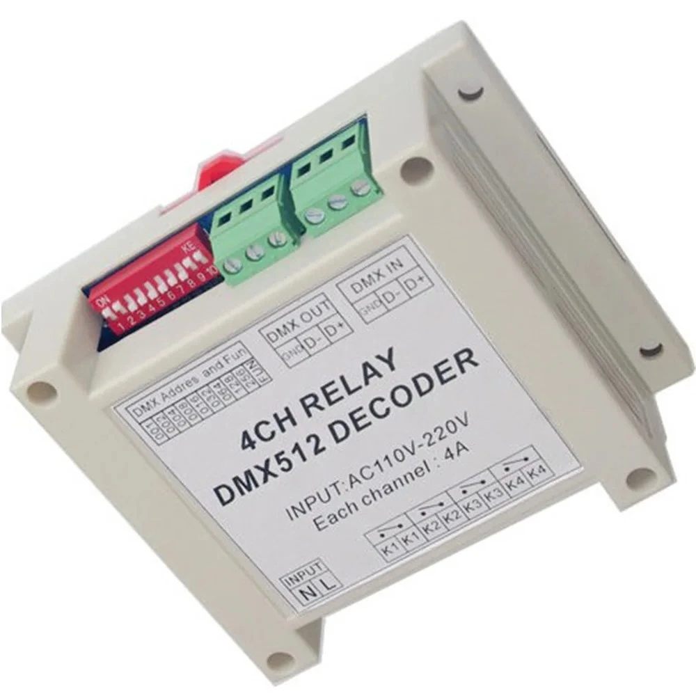 4‑Channel DMX512 Relay Switch 4‑Way DMX Relay Controller AC 110‑220V Input