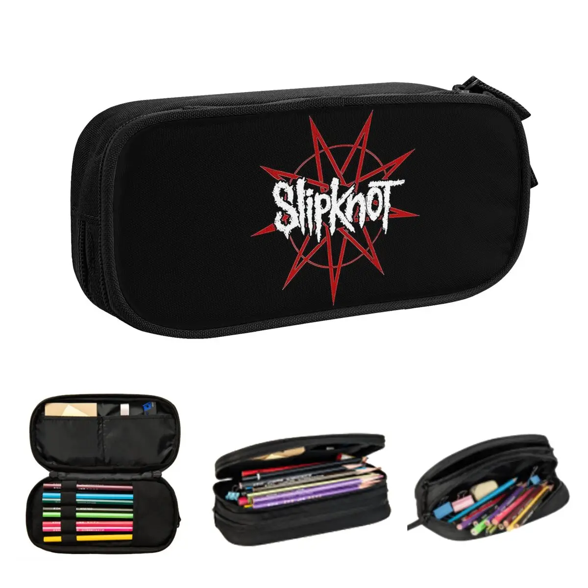 s slipknots heavy mental music pencil cases grande armazenamento pen bags pen box lapis pouch para meninos e meninas estudante papelaria escola 01