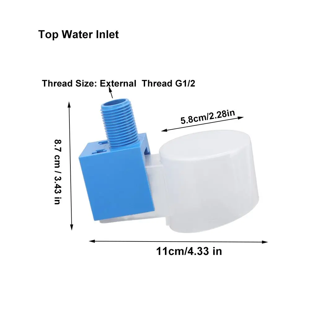 ABS Water Level Control Valve Top Water Inlet G1/2 External Thread Automatic Water Float Valve Side Water Inlet Easy Install