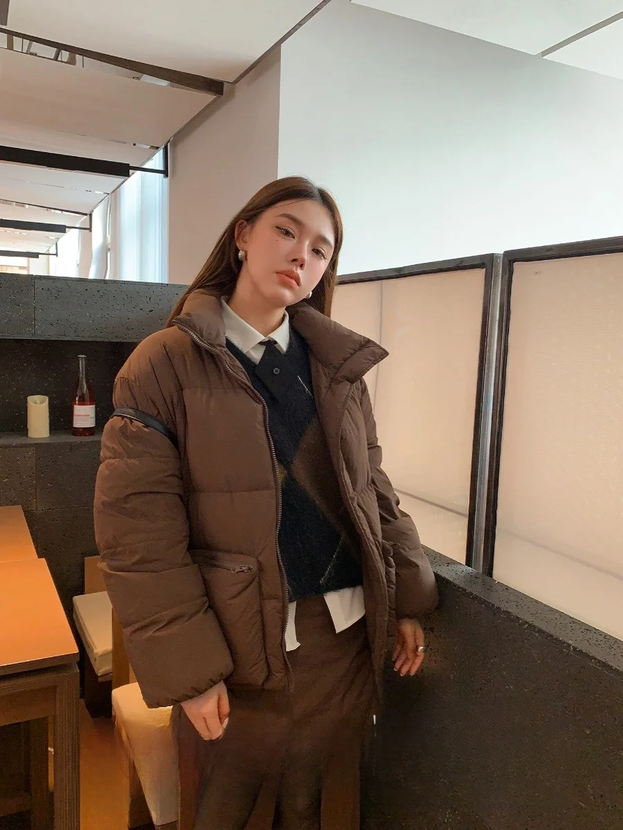 

KAS Midday Warmth ort Loose Large ket Воротник-стойка вниз Jaet Хлопковая юбка Комплект Casual Sle White Du down Fi...