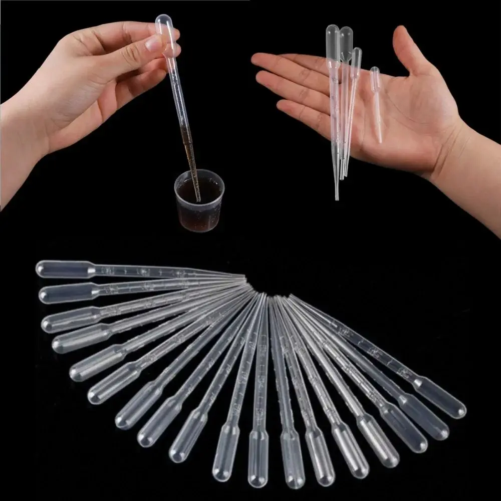 100Pcs/Lot Laboratory Pipette 1ml/3ml/5ml Plastic Disposable Graduated Container Liquid Dropper Equipment Straw Makeup Tools